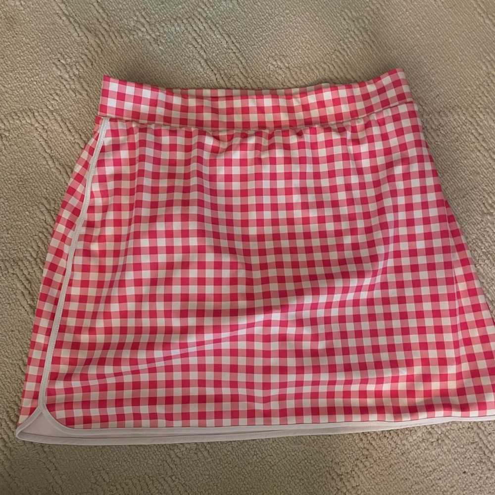 Jcrew pink gingham tennis skirt